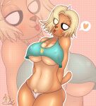  absurd_res adventure_time anthro breasts bronwyn canid canine canis cartoon_network clothing domestic_dog equid equine female half-shirt hi_res highoncoffee horn hybrid mammal pubes shirt solo tank_top topwear under_boob unicorn 
