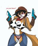  anthro big_breasts blush breasts clothing cowboy_hat cowgirl_outfit english_text fan_character female hat headgear headwear hi_res maxine_boulevard pace-maker small_waist solo text thick_thighs wide_hips 