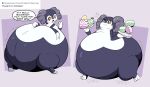  absurd_res ambiguous_gender anthro belly big_belly big_butt black_body bottom_heavy brown_eyes brown_sclera butt dialogue generation_8_pokemon hi_res horn huge_butt hyper hyper_belly hyper_butt indeedee morbidly_obese morbidly_obese_ambiguous morbidly_obese_anthro multicolored_body nintendo obese obese_ambiguous obese_anthro overweight overweight_ambiguous overweight_anthro poke_puff pokemon pokemon_(species) solo sound_effects speech_bubble text veryfilthything white_body 