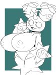  absurd_res areola big_breasts breasts darky female generation_5_pokemon hi_res huge_breasts humanoid maractus monochrome nintendo nipples not_furry nude open_mouth pokemon pokemon_(species) solo 