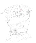 anthro blush bodily_fluids clothing duo french_kissing gloves handwear hoodie horn kissing lizard male male/male murskahammas reptile saliva scalie sloppy_kiss tongue topwear 