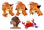  anthro arthropod brown_body brown_fur brown_hair canid canine canis clothing crab crustacean decapoda duo felid feline female feral flora_(twokinds) fur hair malacostracan male mammal marine narikusha pantherine sad smile tiger twokinds webcomic webcomic_character wolf zen_(twokinds) 