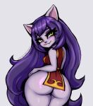  butt clothed clothing female hair humanoid league_of_legends looking_at_viewer lulu_(lol) purple_hair rear_view riot_games simple_background sketch smile snaggle_tooth solo twistingtoxic white_background yordle 