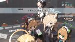  5girls amonitto animal_ear_fluff animal_ear_headphones animal_ears apron aris_(blue_archive) aris_(maid)_(blue_archive) armband black_dress black_hair blonde_hair blue_archive breasts cat_ear_headphones character_name clenched_teeth dress fake_animal_ears green_eyes hair_over_one_eye halo headphones highres holding jacket kanna_(blue_archive) long_hair long_sleeves maid maid_headdress midori_(blue_archive) midori_(maid)_(blue_archive) momoi_(blue_archive) momoi_(maid)_(blue_archive) multiple_girls necktie open_clothes open_jacket open_mouth red_eyes shirt skirt teeth toki_(blue_archive) translation_request trinity_student_(blue_archive) very_long_hair white_apron 