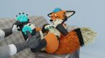  3d_(artwork) 4_toes absurd_res ambiguous_gender anthro blender_(software) blue_hair blue_pawpads canid canine digital_media_(artwork) feet fluffy fox hair hi_res huge_filesize male mammal mango_fox pawpads paws simple_background smile solo toes 