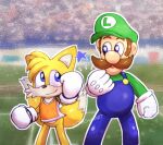  clothed clothing duo luigi male male/male mario_and_sonic_at_the_olympic_games mario_bros miles_prower nintendo onechan sega sonic_the_hedgehog_(series) sportswear stadium 