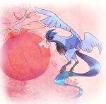  alternate_color animal_focus articuno beak berry_(pokemon) blue_eyes branch eating highres leaf no_humans open_mouth pokemon pokemon_(creature) solo sparkle tail talons vergolophus wings 