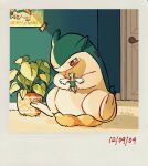  artist_name carpet child&#039;s_drawing door highres lugia no_humans pillow plant pokemon pokemon_(creature) potted_plant red_eyes sad sitting tearing_up teletelo typhlosion 