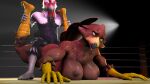  3d_(artwork) ahegao anthro bird_(petruz) bodily_fluids chicken_(petruz) digital_media_(artwork) duo female foot_grab hi_res looking_pleasured male male/female nofurynomad penetration size_difference small_dom_big_sub smaller_male source_filmmaker sweat 