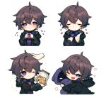  1boy black_nails brown_hair emoji indie_virtual_youtuber jacket long_sleeves looking_at_viewer male_focus nihellie official_art purple_eyes purple_jacket short_hair shoto_(vtuber) smile sword_earrings virtual_youtuber 