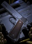  ar-15 assault_rifle bullet gun handgun hase_yu highres m1911 no_humans original rifle weapon 