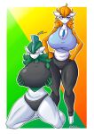  2020 4_fingers absurd_res big_breasts blue_eyes breasts camel_toe clothed clothing duo eyewear female fingers gallade gardevoir generation_3_pokemon generation_4_pokemon glasses green_body green_hair hair hi_res humanoid kneeling mango_(shewiff) nintendo not_furry orange_body orange_hair pokemon pokemon_(species) richdraw standing vera_(shewiff) white_body 