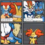  anthro awkward blue_body blue_fur cinderace close-up clothing comic crotch_shot delphox detailed_background dialogue digital_media_(artwork) disgust english_text eye_contact feet female flashing fur generation_4_pokemon generation_6_pokemon generation_8_pokemon genitals grey_body grey_fur grin group humanoid_genitalia humanoid_penis humor inner_ear_fluff inside lagomorph leporid looking_at_another looking_at_genitalia looking_at_penis lucario male mammal multicolored_body multicolored_fur navel nintendo open_mouth parody paws penis pixel_(artwork) pokemon pokemon_(species) profanity red_body red_eyes red_fur scenery shocked shocked_expression smile smirk smug speech_bubble standing text trio tuft walking what white_body white_fur wi_tolo yellow_body yellow_fur 