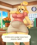  animal_crossing anthro bottomwear canid canine canis clothing domestic_dog female fur hi_res isabelle_(animal_crossing) mammal nintendo shih_tzu skirt solo spottedtigress toy_dog yellow_body yellow_fur 