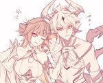  alternate_form bare_shoulders breasts chinese_clothes closed_mouth detached_sleeves diabolic_kevin_(honkai_impact) english_commentary hair_between_eyes hair_ornament honkai_(series) honkai_impact_3rd horns kevin_kaslana large_breasts li_sushang li_sushang_(jade_knight) long_hair looking_at_viewer napppptt one_eye_closed open_hand pointy_ears simple_background single_wing sketch smile star_(symbol) star_hair_ornament upper_body white_background wings 