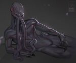  &lt;3 2023 biped claws digital_drawing_(artwork) digital_media_(artwork) face_tentacles finger_claws hi_res looking_at_viewer lying male mind_flayer nanadagger nude on_side purple_body simple_background tentacles 