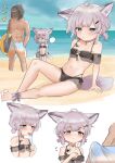  ... 1boy 1girl absurdres ahoge animal_ear_fluff animal_ears arknights beach bikini black_bikini blue_eyes bulge doctor_(arknights) erection erection_under_clothes extra_ears food fox_ears fox_girl fox_tail grey_hair hair_ornament highres hood hood_up male_doctor_(arknights) mask navel off-shoulder_bikini off_shoulder official_alternate_costume originium_(arknights) oripathy_lesion_(arknights) outdoors popsicle see-through short_twintails sussurro_(arknights) sussurro_(summer_flowers)_(arknights) swimsuit tail twintails water wuoo48763 