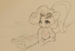  2023 activision anthro areola biskydraws breasts butt coco_bandicoot crash_bandicoot_(series) eyewear eyewear_on_head feet female goggles goggles_on_head hair hi_res humanoid_feet long_hair looking_at_viewer mammal marsupial monochrome nipples nude partially_submerged plantigrade ponytail sketch smile soles solo swimming_pool toes unfinished water 