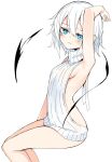  1girl bare_arms bare_legs bare_shoulders highres looking_at_viewer medium_hair original otokuyou ringo-chan_(otokuyou) simple_background solo thighs white_background white_hair 