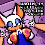  absurd_res anthro bat bed bedroom_eyes big_breasts bodily_fluids breast_play breasts cum dialogue duo eulipotyphlan fellatio female first_person_view furniture genital_fluids hedgehog hi_res male male/female mammal narrowed_eyes oral penile pixelcap rouge_the_bat seductive sega sex sonic_the_hedgehog sonic_the_hedgehog_(series) titfuck 