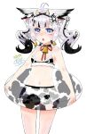  1girl bare_shoulders bird breasts choker cow_horns hair_ribbon highres horns mikazuki_silvi mikazuki_silvi_(artist) navel owl owl_ears owl_girl ribbon small_breasts solo swimsuit virtual_youtuber 