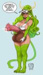  animal_genitalia animal_humanoid animal_penis antlers ball_fondling balls big_balls big_breasts big_penis blush bodily_fluids breasts cayenne_(marcavis) censored equine_genitalia equine_penis fondling gaikiken genital_fluids genitals green_hair gynomorph hair hi_res horn huge_balls huge_penis humanoid intersex long_hair looking_at_viewer mosaic_censorship penis precum solo speech_bubble text 