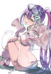  1girl ass breasts demon_girl demon_tail demon_wings gloves goggles goggles_on_head green_eyes highres holding holding_megaphone hololive long_hair long_sleeves looking_at_viewer megaphone midriff multicolored_hair navel open_mouth osechi_(pixiv56606477) piercing pink_hair ponytail purple_hair roller_skates see-through see-through_sleeves short_shorts shorts skates solo streaked_hair tail tokoyami_towa tokoyami_towa_(5th_costume) virtual_youtuber white_gloves white_hair white_shorts wings 