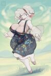  absurd_res anthro areola areola_slip big_breasts bovid breasts caprine clothed clothing domestic_sheep dress female fully_clothed fur hair hi_res hooves inno-sjoa mammal sheep solo white_body white_fur white_hair wool_(fur) wrist_fluff 