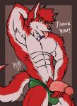  anthro clothing fur looking_at_viewer male male/male muscular muscular_male pinup pose red_body red_fur redarvie solo speedo swimwear tongue tongue_out 