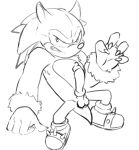  anthro anus balls claws clothing eulipotyphlan fangs footwear genitals greyscale hedgehog looking_at_viewer male mammal monochrome penis sega shoes simple_background solo sonic_the_hedgehog sonic_the_hedgehog_(series) sonic_unleashed teeth were wereeulipotyphlan werehog white_background wugi 