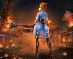  big_butt blonde_hair boots butt clothing equid equine fire flamethrower footwear friendship_is_magic glistening glistening_clothing hair hasbro hi_res high_heeled_boots high_heels looking_at_viewer mammal multicolored_hair my_little_pony orange_hair pyro_(team_fortress_2) ranged_weapon skinsuit skintight_suit spitfire_(mlp) tail tail_wraps team_fortress_2 thick_thighs tight_clothing town transfaled_(fwexz) two_tone_hair valve weapon wonderbolts_(mlp) wraps 