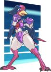  anthro avian avian_feet beak bird boxing boxing_gloves clothing dcheese feathered_wings feathers female fighting_pose fighting_ring generation_3_pokemon gloves handwear hi_res nintendo pokemon pokemon_(species) pose solo sport swellow talons wings wrestler 