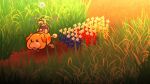  16:9 alien anthro arin_(daxhush) canid canine canis daxhush domestic_dog elemental_creature flora_fauna grass group hi_res male mammal micro musical_note nintendo oatchi_(pikmin) pikmin pikmin_(species) plant widescreen 