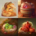  ai-generated applejack cowboy_hat hat my_little_pony my_little_pony:_friendship_is_magic nose_bubble sleeping 