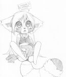  2016 ailurid anthro biped black_and_white blush blush_lines bracelet clothed clothing clothing_aside crop_top dialogue english_text eyebrows facial_markings female front_view genitals hair head_markings hi_res inviting jewelry long_hair malachyte mammal markings monochrome open_mouth panties panties_aside partially_clothed presenting presenting_pussy pupils pussy red_panda ring_(marking) ringtail shirt simple_background sitting sketch solo speech_bubble spread_legs spreading tail tail_markings text topwear underwear underwear_aside unusual_pupils vest white_background 