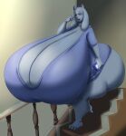  anthro big_breasts big_butt blues64 blush boss_monster bovid breasts butt caprine cellphone cleavage clothed clothing female floppy_ears goat hi_res holding_cellphone holding_object holding_phone horn huge_breasts huge_butt hyper hyper_breasts hyper_butt mammal marauder6272 one_eye_closed open_mouth phone red_eyes shirt solo stairs topwear toriel undertale undertale_(series) white_body 