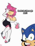  absurd_res amy_rose anthro big_breasts bodysuit boots breasts clothed clothing cosplay duo eulipotyphlan facepalm female footwear frown hedgehog hi_res high_heeled_boots high_heels huge_breasts male male/female mammal monamania rouge_the_bat sega simple_background skinsuit sonic_the_hedgehog sonic_the_hedgehog_(series) tight_clothing topless white_background 
