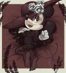  absurd_res anthro black_body blue_eyes brown_body clothed clothing disney feet female flat_chested hat headgear headwear hi_res looking_at_viewer mammal minnie_mouse mouse murid murine rodent sin-buttons_(artist) solo 