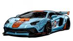  car glint highres kaizou-sha_no_illust_bot lamborghini lamborghini_aventador motor_vehicle original race_vehicle racecar shadow solo spoiler_(automobile) sports_car vehicle_focus white_background 