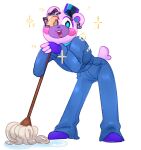  absurd_res anthro bear blue_clothing blue_eyes cleaning_tool clothing fingerless_gloves five_nights_at_freddy&#039;s five_nights_at_freddy&#039;s:_security_breach five_nights_at_freddy&#039;s:_security_breach_ruin footwear gloves handwear hat headgear headwear helpi_(fnaf) hi_res leaning male mammal mop pink_body scottgames shaded shoes simple_background simple_shading solo spacetronaut sparkles steel_wool_studios tagme tail top_hat watermark white_background 