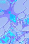  2021 2:3 4_fingers abs abstract_background absurd_res andromorph anthro anus biped blue_and_white blue_markings blue_pussy claws clitoris colored digital_drawing_(artwork) digital_media_(artwork) finger_claws fingers genitals grey_body hi_res intersex komuros low-angle_view machine male_(lore) markings monochrome mouth_closed muscular muscular_andromorph muscular_anthro muscular_intersex naudiz_(artist) nipples nude pecs presenting presenting_pussy pussy raised_tail robot shaded signature solo spread_legs spread_pussy spreading synth_(vader-san) tail tongue 