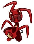  2023 arthropod facial_hair female feral generation_4_pokemon hi_res insect kitkiy kricketune mustache nintendo pokemon pokemon_(species) red_body simple_background solo white_background 