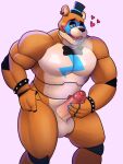  &lt;3 animatronic anthro balls bear biceps biped bodypaint bow_tie breath brown_body clothing digital_media_(artwork) ear_piercing ear_ring erection eyebrows face_paint five_nights_at_freddy&#039;s five_nights_at_freddy&#039;s:_security_breach foreskin genitals glamrock_freddy_(fnaf) glans hat headgear headwear hi_res humanoid_genitalia humanoid_penis jayjay_(artist) machine male mammal masturbation mostly_nude muscular muscular_anthro muscular_male muscular_thighs open_mouth partially_retracted_foreskin pecs penile penile_masturbation penis piercing quads ring_piercing robot scottgames solo standing steel_wool_studios tan_body teeth thick_thighs tongue top_hat vein veiny_penis 