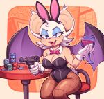  alcohol anthro bat beverage bow_tie breasts bunny_costume cleavage clothed clothing container costume cup cute_fangs drinking_glass fake_ears fake_rabbit_ears female fishnet fishnet_legwear furniture glass glass_container glass_cup gloves goobone gun handgun handwear hi_res holding_container holding_cup holding_gun holding_handgun holding_object holding_pistol holding_weapon legwear luger mammal pistol poker_chip ranged_weapon rouge_the_bat sega sitting solo sonic_the_hedgehog_(series) stool table weapon wine wine_glass 