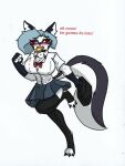  anthro big_breasts blush breasts english_text female helluva_boss highschool_uniform loona_(helluva_boss) pace-maker running_with_toast small_waist solo text thick_thighs wide_hips 
