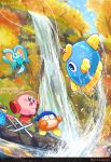  :d artist_name autumn autumn_leaves bandana bandana_waddle_dee blipper blue_bandana blue_eyes blue_sky blush blush_stickers brown_headwear bucket chair cliff cloud commentary_request dated day diving_mask elfilin fish fishing fishing_rod folding_chair goggles hat highres holding holding_fishing_rod kine_(kirby) kirby kirby_(series) kirby_and_the_forgotten_land leaf ninjya_palette no_humans notched_ear one_eye_closed open_mouth outdoors pixiv_id rock sky smile sparkle splashing star_(symbol) star_in_eye surprised symbol_in_eye tree twitter_username water water_drop waterfall watermark wide-eyed 
