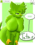  anthro avian bird breasts bright_colors duo_(duolingo) duolingo feathers female genitals green_background green_body hi_res holding_both_legs lukkylk mascot pussy shaded showing_off_breasts simple_background simple_shading solo tail_feathers three-quarter_view 