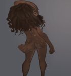  2023 anthro biped brown_body brown_fur brown_hair butt curled_hair deer digital_media_(artwork) discreet_user female fur grey_background hair hi_res mammal portrait simple_background solo spots spotted_body spotted_fur three-quarter_portrait white_body white_fur 