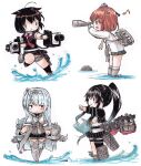  abyssal_ship ahoge binoculars black_hair black_skirt chibi closed_mouth fuyutsuki_(kancolle) gloves hachimaki hair_flaps hair_ornament hair_ribbon headband headgear highres holding i-class_destroyer kantai_collection long_hair machinery multiple_girls musical_note open_mouth pleated_skirt poipoi_purin ponytail ribbon rigging sailor_collar school_uniform shigure_(kancolle) shigure_kai_ni_(kancolle) short_hair simple_background single_thighhigh skirt socks standing thighhighs very_long_hair water white_background white_gloves white_ribbon white_sailor_collar yahagi_(kancolle) yahagi_kai_ni_(kancolle) yukikaze_(kancolle) yukikaze_kai_ni_(kancolle) 