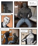  abs absurd_res alkan anthro bdsm big_pecs black_body black_fur black_spots bondage bondage_chair bondage_furniture bottomwear bound clothed clothing comic duo english_text felid fur hi_res leopard luben_(character) lucas_(character) male male/male mammal moobs muscular muscular_anthro muscular_male navel nipples open_clothing open_shirt open_topwear pantherine pants pants_only pecs restraints shirt spots text topless topless_anthro topless_male topwear white_body white_fur 
